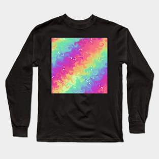 Silly Floating Googly Eyes on Rainbow Swirls Long Sleeve T-Shirt